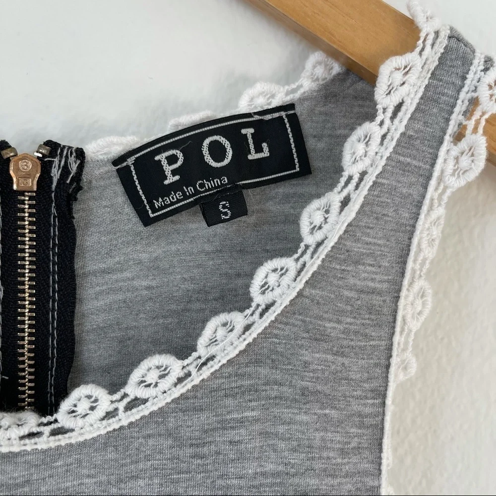 POL Heather Gray Baby Doll Racerback Midi Dress S - Picture 6 of 13